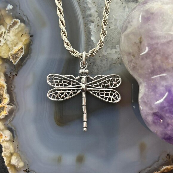 Sterling Silver Fashion Dragonfly Pendant - Picture 2 of 10